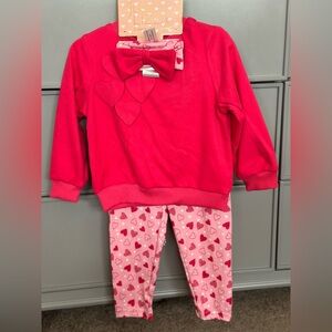 Red Heart Bow Outfit Set